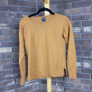 Gap crew neck knit sweater side vented rib cuff and hem cinnamon brown XS